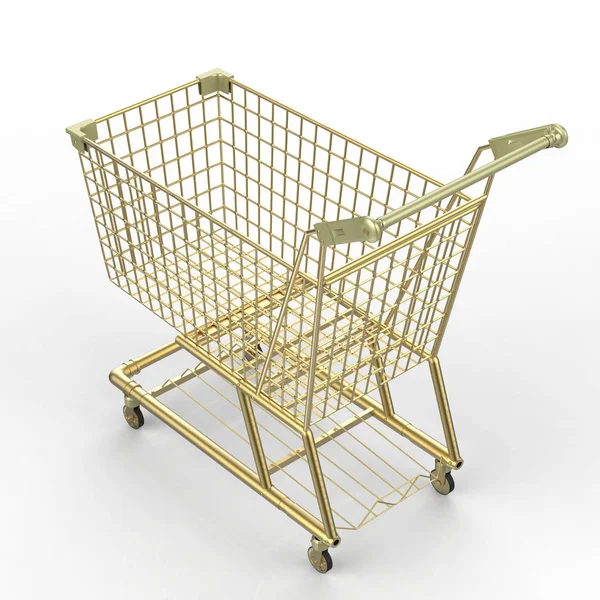 Golden shopping cart — ストック写真