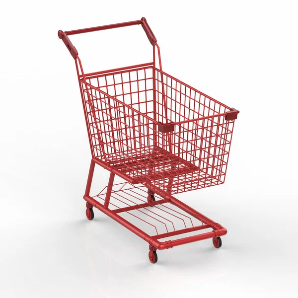 Czerwony wózek na zakupy — Zdjęcie stockowe