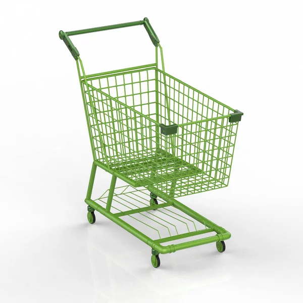 Green shopping cart — Stock Photo, Image