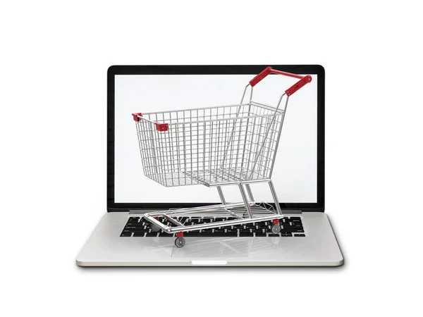 Online nakupování koncept s nákupním košíkem na klávesnici — Stock fotografie