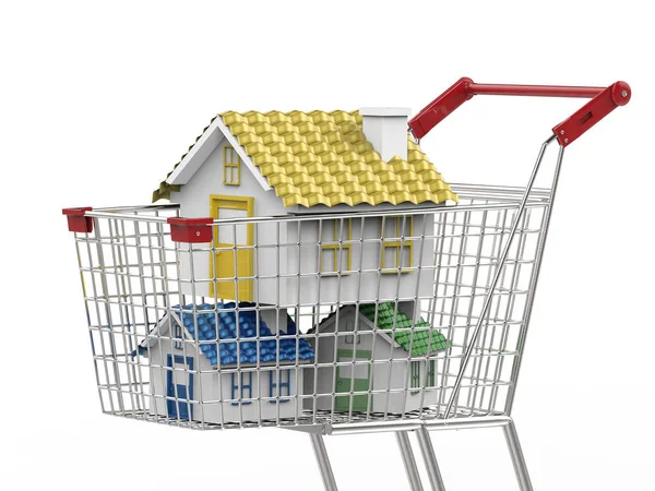 home buyer concept with mock up house in shopping cart