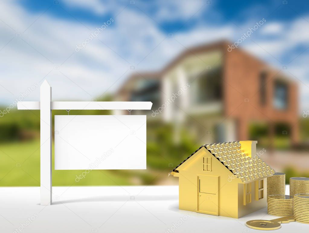 blank sign with house background