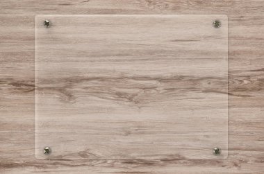 cam yönetim kurulu veya akrilik çerçeve ahşap arka plan üzerinde