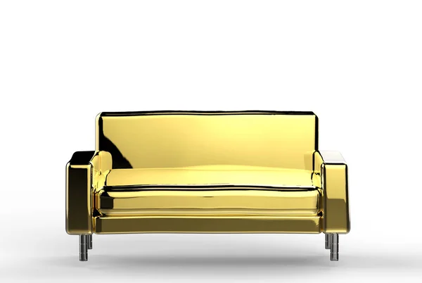 Divano in oro rendering 3d — Foto Stock