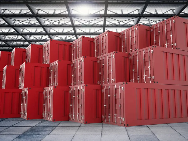 Colorful containers in warehouse — Stock Photo, Image