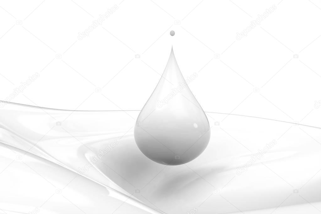 droplet of milk on white background