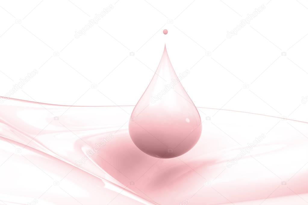 droplet of pink milk on white background