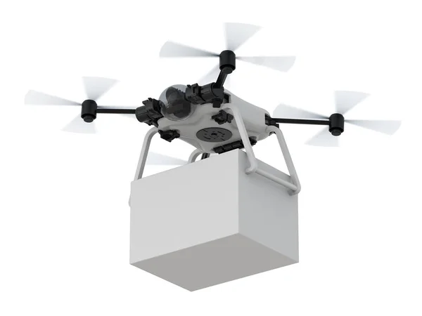 Drone de entrega com caixa — Fotografia de Stock