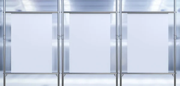 Drei weiße Leinwand Stretch auf Metallrohr — Stockfoto