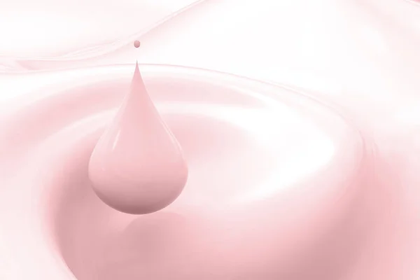Gotas de leite rosa no fundo rosa — Fotografia de Stock