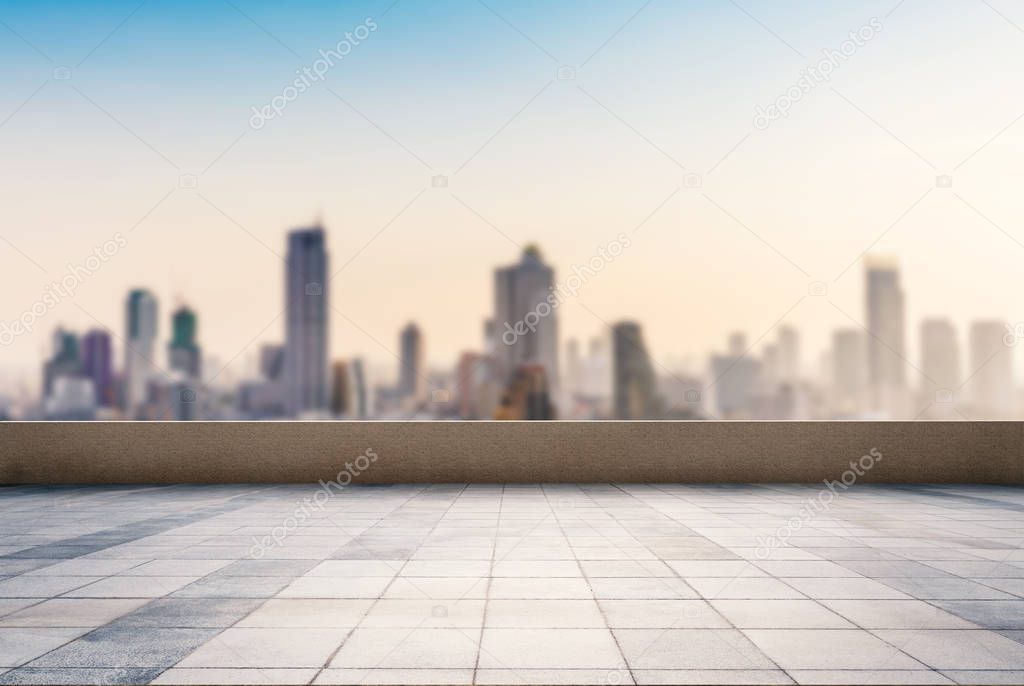 roof top balcony with cityscape background