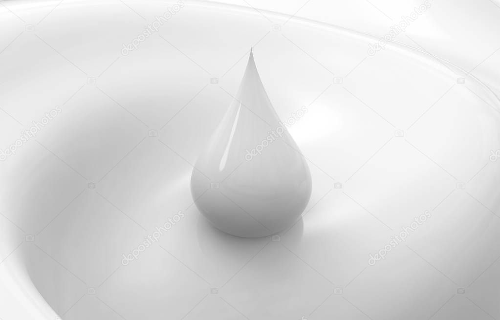 droplet of milk on white background