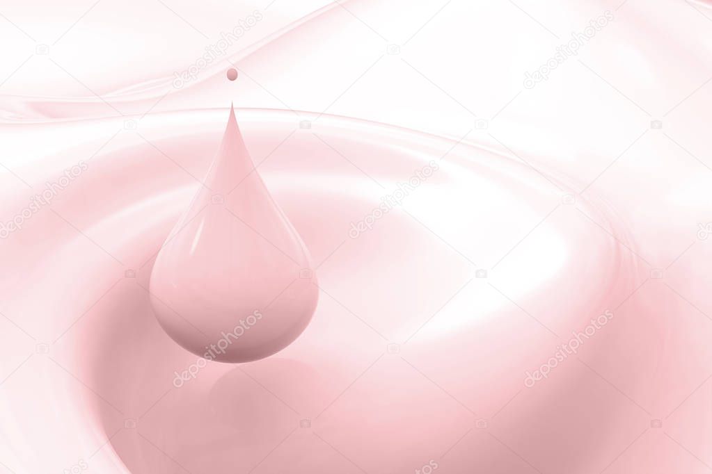 droplet of pink milk on pink background