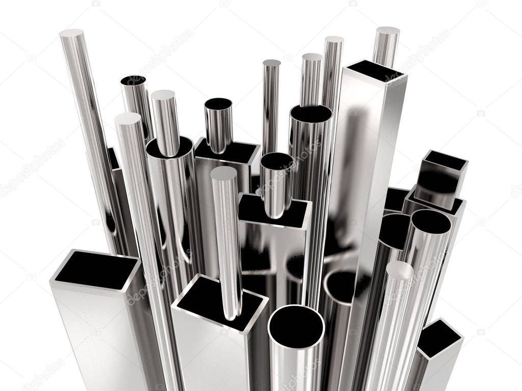 metal pipes isolated on white