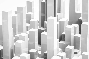 Beyaz arka plan üzerinde beyaz binalar