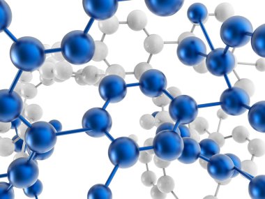 mavi ve beyaz molekül yapısı
