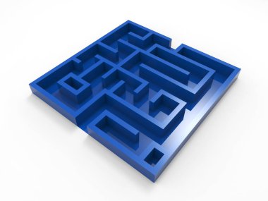 beyaz zemin üzerine mavi labirent