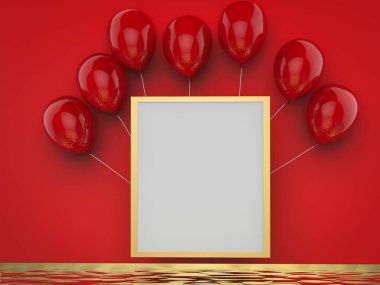 boş kare kare kırmızı balonlar ile
