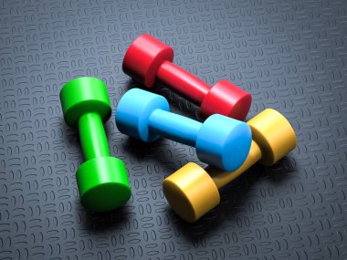 renkli dumbbells yığını