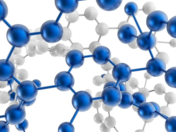 蓝色和白色的分子结构 — 图库照片