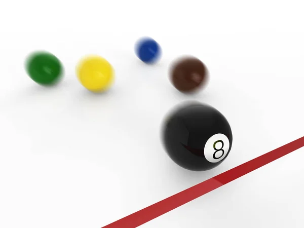 Eighth ball moving to finish line — Stock Photo, Image