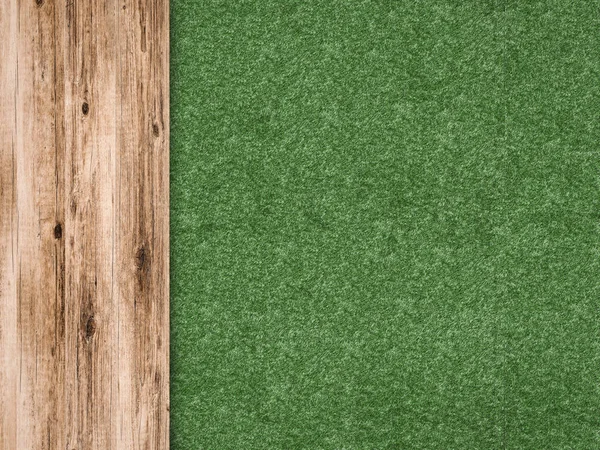 Hierba verde con vista superior suelo de madera —  Fotos de Stock