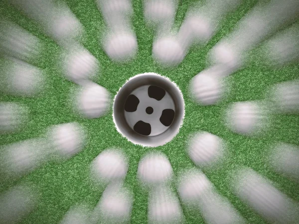 空ゴルフ カップのトップ ビュー ゴルフ ・ ボール — ストック写真