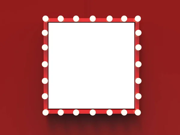 red frame with light bulbs surround