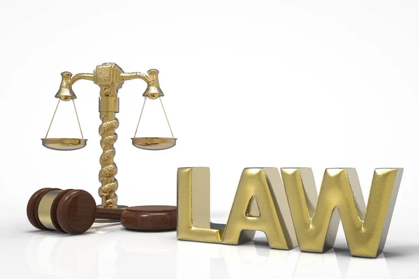 Escala lei dourada e martelo juiz — Fotografia de Stock