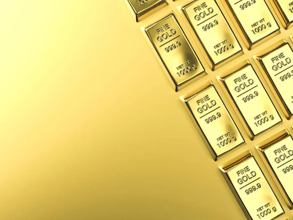Lingotti su sfondo oro — Foto Stock