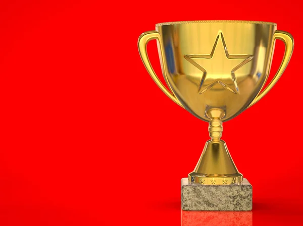 Gold star trophy on red background — Stock Photo, Image