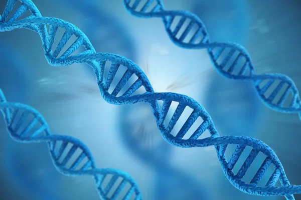 Estructuras de ADN azul sobre fondo azul — Foto de Stock