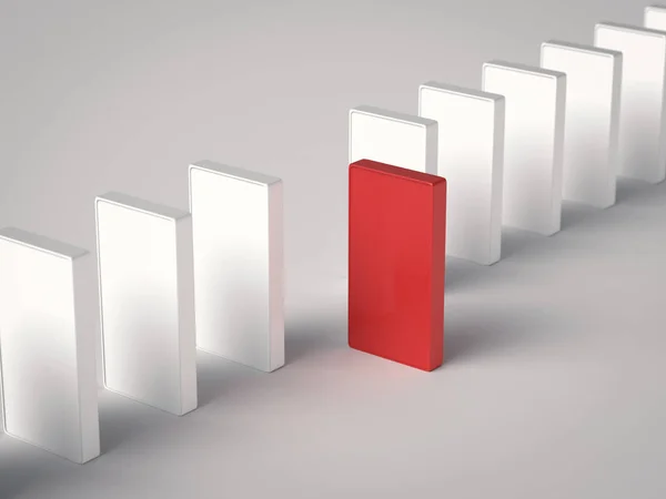 Rode domino voor leiderschap concept — Stockfoto