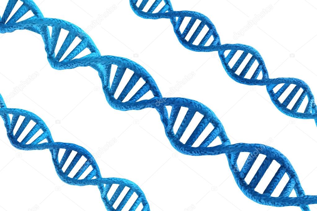 blue dna structures on white background