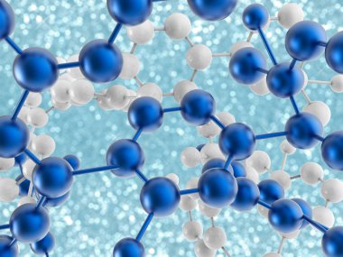 mavi ve beyaz molekül yapıları