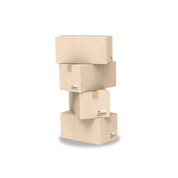 Stack lepenkových krabic — Stock fotografie
