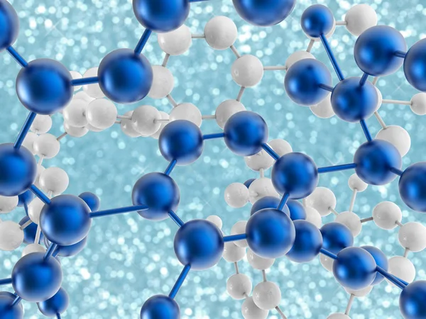 青と白の分子構造 — ストック写真