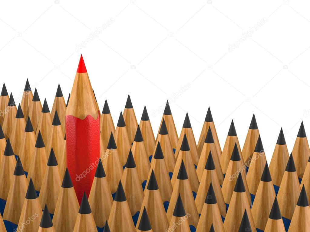 leadership concept with red pencil 