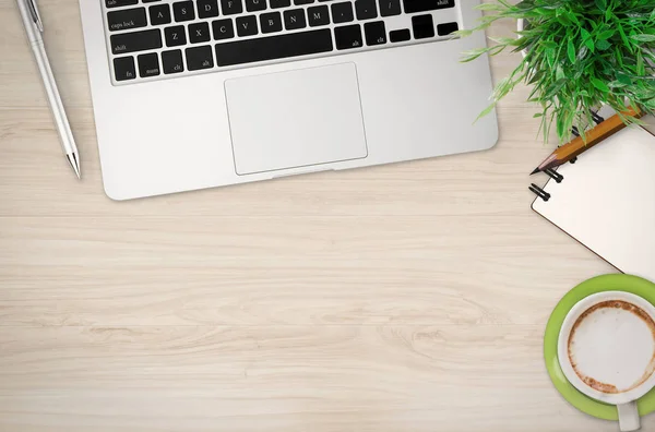 Office desk top view with lot of stuff — Stock Photo, Image