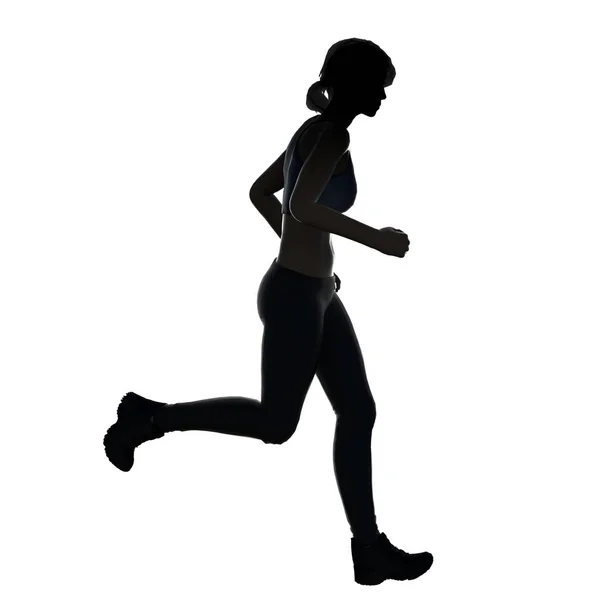 Silhouette Frau läuft — Stockfoto