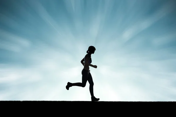 silhouette woman running