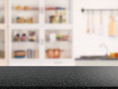 Granit tezgah üstü mutfak dolabı arka plan ile