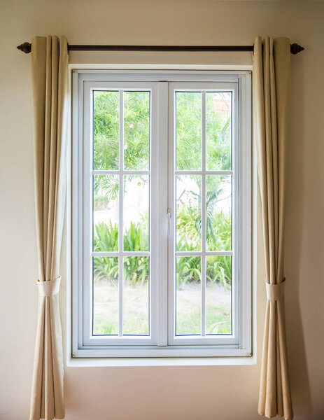 opened white frame window
