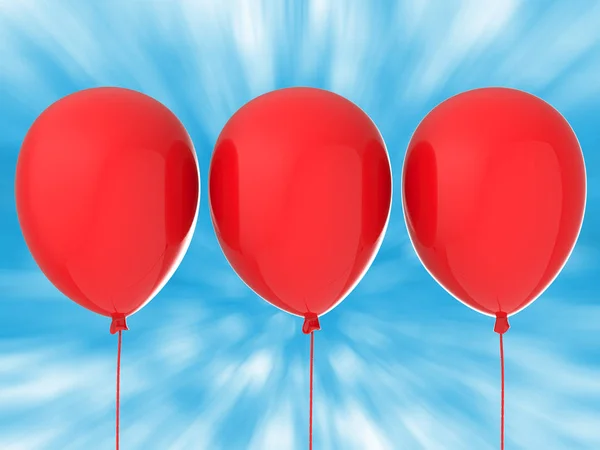 Tre röda ballonger — Stockfoto