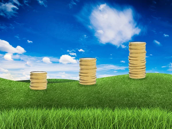 Stack of gold coins growing — Stock Photo, Image