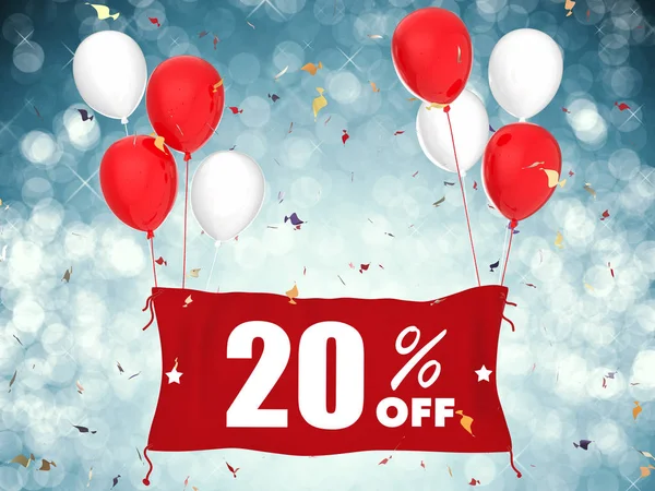 20% sale off banner on blue background — Stock Photo, Image