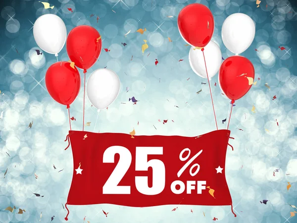 Πώληση 25% off banner σε μπλε φόντο — Φωτογραφία Αρχείου