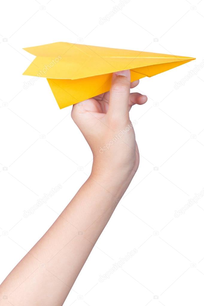 hand holding paper plane