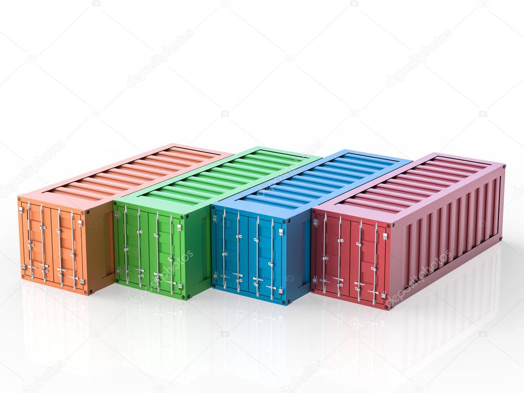 colorful containers on white background