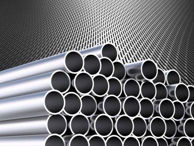 parlak metal borular yığını 